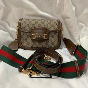 New Beige Gucci Horsebit 1955 mini bag EXTRA STRAP       size 8.1W x 5.7H x 2D